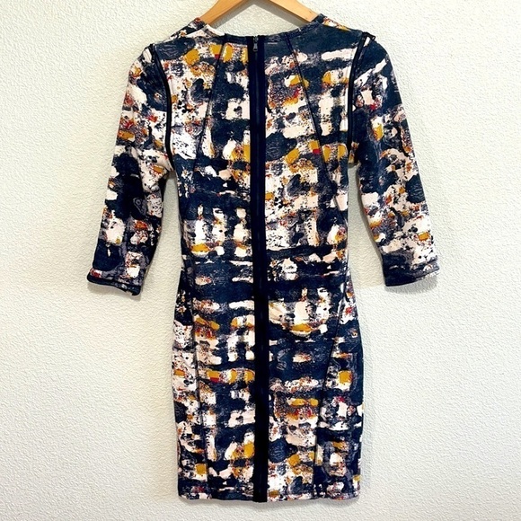Rachel Roy Woman Art Deco Pattern Textile Long Zipper Sleeve Dress Size M - Picture 2 of 12